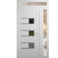 Front Exterior Prehung Metal-Plastic Door | Manux 8933 White Silk | Side and Top Sidelite Transom | Office Commercial and Residential Doors Entrance Patio Garage 46" x 94" (W32+14" x H80+14") Left hand Inswing White