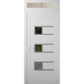 Front Exterior Prehung Metal-Plastic Door | Manux 8933 Walnut | Top Sidelite Transom | Office Commercial and Residential Doors Entrance Patio Garage 30" x 94" (W30" x H80+14") Right hand Inswing White