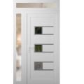 Front Exterior Prehung Metal-Plastic Door | Manux 8933 Matte Black | Side and Top Sidelite Transom | Office Commercial and Residential Doors Entrance Patio Garage 48" x 94" (W32+16" x H80+14") Right hand Inswing White