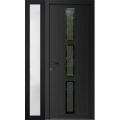 Front Exterior Prehung Metal-Plastic Door | Manux 8112 Walnut | Side Sidelite Transom | Office Commercial and Residential Doors Entrance Patio Garage 52" x 80" (W36+16" x H80") Right hand Inswing Black Matte