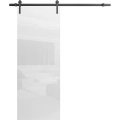Sliding Barn Door with Hardware | Planum 0010 Natural Veneer | 6.6FT Rail Hangers Sturdy Set | Modern Solid Panel Interior Doors Gloss White
