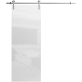 Sturdy Barn Door with Hardware | Planum 0010 Ginger Ash | 6.6FT Rail Hangers Heavy Set | Modern Solid Panel Interior Doors Gloss White