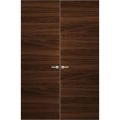 Hidden Double Doors | Planum 0010 Primed White with Concealed White Metal Frame 36" x 80" (2* 18x80) Left-hand Inswing Chocolate Ash