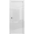 Sliding French Pocket Door with | Planum 0010 Primed | Kit Trims Rail Hardware | Solid Wood Interior Bedroom Sturdy Doors Gloss White