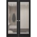 Hidden Double Doors | Planum 2102 White Silk Concealed Metal Frame 56" x 96" (2* 28x96) Left-hand Outswing Black Matte