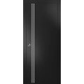 Sliding French Pocket Door with | Planum 0310 Chocolate Ash and Aluminum Strips | Kit Trims Rail Hardware | Solid Wood Interior Bedroom Sturdy Doors-24" x 80" Black Matte