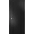 Sliding Pocket Door with Frames | Planum 0410 Matte Black | Kit Trims Rail Hardware | Solid Wood Interior Bedroom Bathroom Closet Sturdy Doors  Black Matte