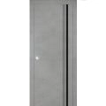 Sliding French Pocket Door with | Planum 0011 Walnut and Aluminum Strips | Kit Trims Rail Hardware | Solid Wood Interior Bedroom Sturdy Doors Concrete