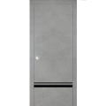 Sliding French Pocket Door with | Planum 0012 Matte Grey and Aluminum Strips | Kit Trims Rail Hardware | Solid Wood Interior Bedroom Sturdy Doors Concrete