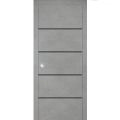 Sliding French Pocket Door with | Planum 0015 Oak and Aluminum Strips | Kit Trims Rail Hardware | Solid Wood Interior Bedroom Sturdy Doors-36" x 80" Concrete