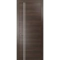 Sliding French Pocket Door with | Planum 0310 Chocolate Ash and Aluminum Strips | Kit Trims Rail Hardware | Solid Wood Interior Bedroom Sturdy Doors-24" x 80" White