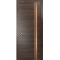 Sliding French Pocket Door with | Planum 1010 Chocolate Ash and Aluminum Strips | Kit Trims Rail Hardware | Solid Wood Interior Bedroom Sturdy Doors Chocolate Ash