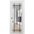 Sliding French Pocket Door Clear Glass | Lucia 2266 White Silk and Aluminum Strips | Kit Trims Rail Hardware | Solid Wood Interior Bedroom Sturdy Doors-24" x 96" White
