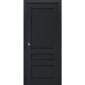 Sliding French Pocket Door | Veregio 7411 Antracite | Kit Trims Rail Hardware | Solid Wood Interior Bedroom Sturdy Doors Antracite