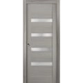 Sliding French Pocket Door 28 x 80 inches with | Quadro 4113 Ginger Ash with Frosted Glass | Kit Trims Rail Hardware | Solid Wood Interior Bedroom Sturdy Doors Ginger Ash