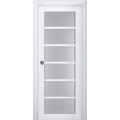 Sliding French Pocket Door | Veregio 7602 Antracite with Frosted Glass | Kit Trims Rail Hardware | Solid Wood Interior Bedroom Sturdy Doors White