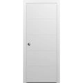 Sliding French Pocket Door with | Planum 0770 Painted White Matte | Kit Trims Rail Hardware | Solid Wood Interior Bedroom Sturdy Doors Painted White