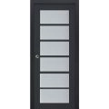Sliding French Pocket Door | Veregio 7602 Antracite with Frosted Glass | Kit Trims Rail Hardware | Solid Wood Interior Bedroom Sturdy Doors Antracite