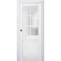 Sliding French Pocket Door | Veregio 7339 Antracite with Frosted Glass | Kit Trims Rail Hardware | Solid Wood Interior Bedroom Sturdy Doors White