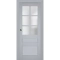 Sliding French Pocket Door | Veregio 7339 Antracite with Frosted Glass | Kit Trims Rail Hardware | Solid Wood Interior Bedroom Sturdy Doors Matte Grey