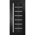 Sliding French Pocket Door | Quadro 4088 Light Grey Oak with Frosted Glass | Kit Trims Rail Hardware | Solid Wood Interior Bedroom Sturdy Doors Black Matte