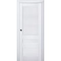 Sliding French Pocket Door | Veregio 7411 Antracite | Kit Trims Rail Hardware | Solid Wood Interior Bedroom Sturdy Doors White