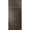 Sliding French Pocket Door with | Planum 0020 White Silk | Kit Trims Rail Hardware | Solid Wood Interior Bedroom Sturdy Doors Chocolate Ash