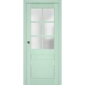Sliding French Pocket Door | Veregio 7339 Antracite with Frosted Glass | Kit Trims Rail Hardware | Solid Wood Interior Bedroom Sturdy Doors Oliva