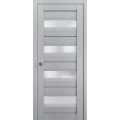 Sliding French Pocket Door | Veregio 7455 Antracite with Frosted Glass | Kit Trims Rail Hardware | Solid Wood Interior Bedroom Sturdy Doors Matte Grey