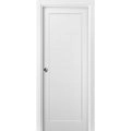 Panel Pocket Door | Quadro 4115 White Silk | Kit Trims Rail Hardware | Solid Wood Interior Pantry Kitchen Bedroom Sliding Closet Sturdy Doors White