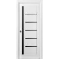 Sliding French Pocket Door with | Quadro 4588 White Silk with Black Glass | Kit Trims Rail Hardware | Solid Wood Interior Bedroom Sturdy Doors-36" x 84"-Black Glass White