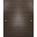 Sliding Closet Bypass Doors with Hardware | Planum 0010 Matte Black | Sturdy Rails Moldings Trims Hardware Set | Modern Wood Solid Bedroom Wardrobe Doors  Chocolate Ash