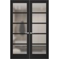 Hidden Double Doors | Quadro 4002 Matte Black Concealed Metal Frame 36" x 80" (2* 18x80) Left-hand Inswing Black Matte