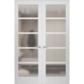 Hidden Double Doors | Quadro 4002 Matte Black Concealed Metal Frame 36" x 80" (2* 18x80) Right-hand Inswing White Silk