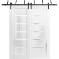 Sliding Closet Barn Bypass Doors 36 x 80 inches | Quadro 4088 Gloss White | 6.6ft Rails Hardware Set | Wood Solid Bedroom Wardrobe Doors Gloss White