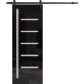 Barn Door 18 x 80 inches | Quadro 4088 Gloss Black | 6.6FT Rail Track Hardware Set | Solid Panel Interior Doors Gloss Black