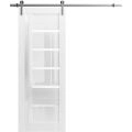 Barn Door 18 x 80 inches | Quadro 4088 Gloss White | 6.6FT Silver Rail Track Hardware Set | Solid Panel Interior Doors Gloss White