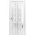 Sliding Closet Bi-fold Doors 36 x 80 inches | Quadro 4088 Gloss Black | Tracks Trims Hardware Set | Wood Solid Bedroom Wardrobe Doors Gloss White