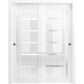 Sliding Closet Bypass Doors 36 x 80 inches | Quadro 4088 Gloss White | Rails Hardware Set | Wood Solid Bedroom Wardrobe Doors Gloss White
