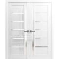 Interior Double Doors 36 x 80 inches | Quadro 4088 Gloss White | Wood Interior Solid Panel Frame | Closet Bedroom Doors Gloss White