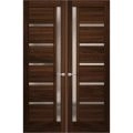 Hidden Double Doors | Quadro 4088 Chocolate Ash Concealed Metal Frame 36" x 80" (2* 18x80) Right-hand Inswing Chocolate Ash