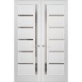Hidden Double Doors | Quadro 4088 Chocolate Ash Concealed Metal Frame 36" x 80" (2* 18x80) Right-hand Inswing White Silk