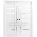 Sliding Double Pocket Doors 36 x 80 inches | Quadro 4088 Gloss Black | Kit Rail Hardware | Solid Wood Interior Bedroom Doors Gloss White