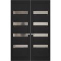 Hidden Double Doors | Quadro 4113 White Silk Concealed Metal Frame 84" x 96" (2* 42x96) Left-hand Outswing Black Matte