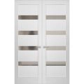 Hidden Double Doors | Quadro 4113 Matte Black Concealed Metal Frame 36" x 80" (2* 18x80) Left-hand Inswing White Silk