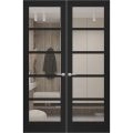 Hidden Double Doors | Quadro 4522 Matte Black Concealed Metal Frame 36" x 80" (2* 18x80) Right-hand Inswing Black Matte