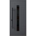 Front Exterior Prehung Steel Door / Ronex 0130 Grey / Entry Metal Modern Painted W36" x H80" Right hand Inswing Gray