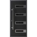 Front Exterior Prehung Steel Door / Ronex 0131 Grey / Entry Metal Modern Painted W36" x H80" Right hand Inswing Black