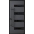 Front Exterior Prehung Steel Door / Ronex 0131 Grey / Entry Metal Modern Painted W36" x H80" Right hand Inswing Gray