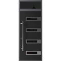 Front Exterior Prehung Steel Door / Ronex 0131 Grey / Transom Window Sidelite / Entry Metal Modern Painted W36" x H80+16" Right hand Inswing Black